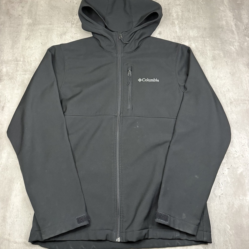 Columbia Ascender II Black Omni-Shield Softshell Jacket Hoodie Zip Mens Size M